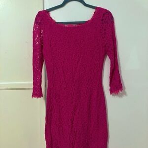 Elegant Diane Von Furstenberg Pink Lace Dress
